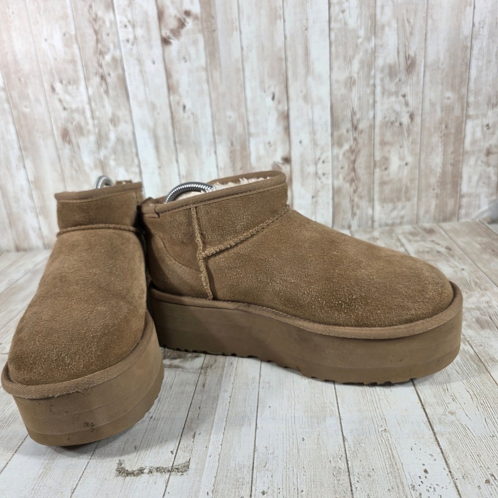 UGG Classic Ultra Mini Platform‎ Chestnut Brown Suede Boots 1135092 Womens 8 - Picture 6 of 8